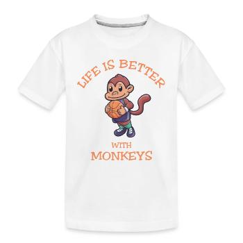 Life Is Better With Basketball Monkeys - Kinder Premium Bio T-Shirt - Weiß - Vorne
