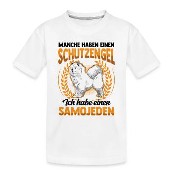 Samojede ist mein Schutzengel Samojedenspitz - Kinder Premium Bio T-Shirt - Weiß - Vorne