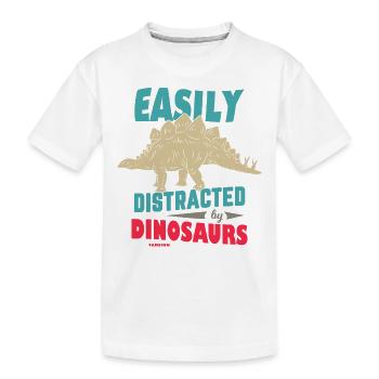 Facilement distrait par les dinosaures - T-shirt bio Premium Enfant - blanc - Devant