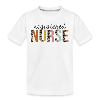 Registered Nurse Leopard Print Registered RN - Kids' Premium Organic T-Shirt - white - Front