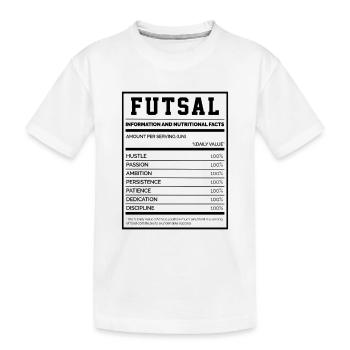 Futsal Information And Nutritional Facts Football - Kinder Premium Bio T-Shirt - Weiß - Vorne