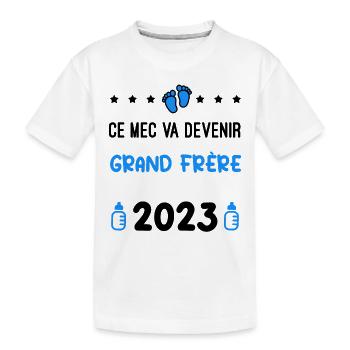 homme devenir grand frère 2023 - T-shirt bio Premium Enfant - blanc - Devant