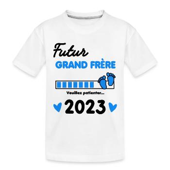 futur grand frère 2023 cadeau naissance - T-shirt bio Premium Enfant - blanc - Devant