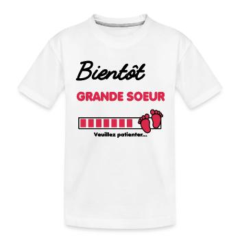 Bientôt grande soeur Annonce grossesse - T-shirt bio Premium Enfant - blanc - Devant