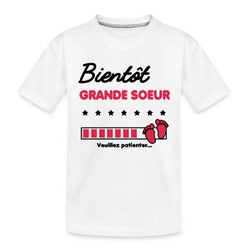 Bientôt grande soeur cadeau naissance - T-shirt bio Premium Enfant - blanc - Devant