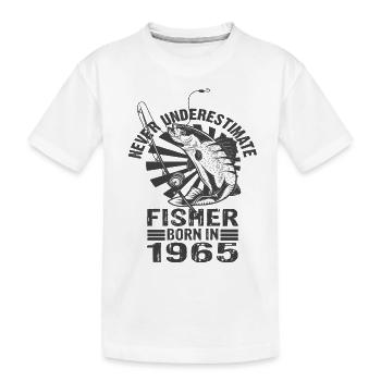 Never Underestimate Fisher Born In 1965 - Kinder Premium Bio T-Shirt - Weiß - Vorne