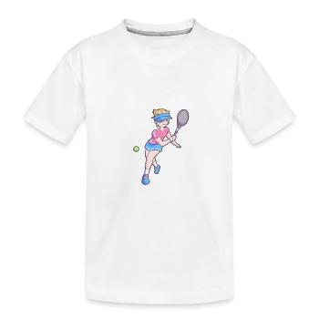 Posez-moi des questions sur le tennis - T-shirt bio Premium Enfant - blanc - Devant