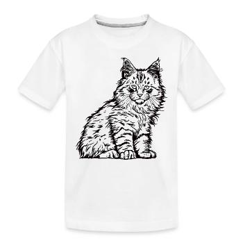 Maine Coon Katze Kater Haustier Stubentiger - Kinder Premium Bio T-Shirt - Weiß - Vorne