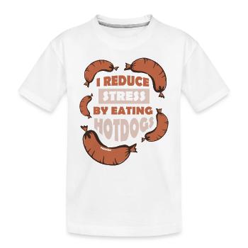 Manger des hot-dogs réduit le stress - T-shirt bio Premium Enfant - blanc - Devant