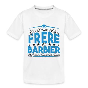 J'ai deux titres frère et Barbier. Cadeau frère. - T-shirt bio Premium Enfant - blanc - Devant