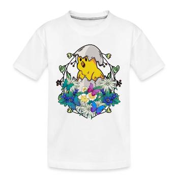 Frühlingsanfang Küken Federvieh frohe Ostern Natur - Kinder Premium Bio T-Shirt - Weiß - Vorne