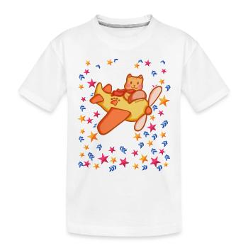 Pilote de chat dans le ciel étoilé - T-shirt bio Premium Enfant - blanc - Devant
