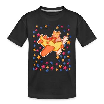 Pilote de chat dans le ciel étoilé - T-shirt bio Premium Enfant - noir - Devant