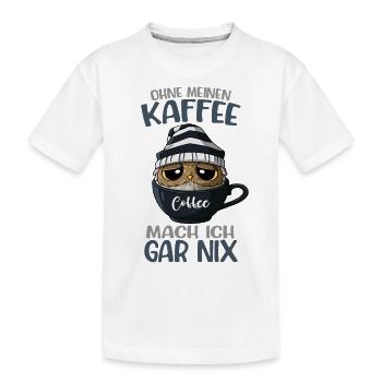 Eule Kaffee Kaffeetasse Spruch - Kinder Premium Bio T-Shirt - Weiß - Vorne
