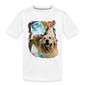 3 Mond Labrador Hund Liebhaber Cool Tier Haustier Neuheit - Kinder Premium Bio T-Shirt - Weiß - Vorne