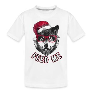 Nourrissez-moi – Loup de Noël grincheux - T-shirt bio Premium Enfant - blanc - Devant