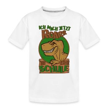 Einschulung Junge Schulkind Dino Schultüte - Kinder Premium Bio T-Shirt - Weiß - Vorne