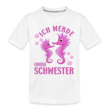 Bald Große Schwester Seepferdchen Geschwister - Kinder Premium Bio T-Shirt - Weiß - Vorne