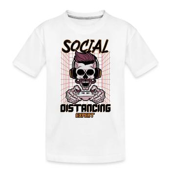 Social distancing expert gaming design - Kids' Premium Organic T-Shirt - white - Front