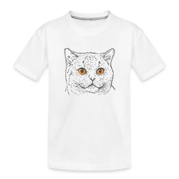 Britisch Kurzhaar Katze mit Kupfer Augen - Kinder Premium Bio T-Shirt - Weiß - Vorne