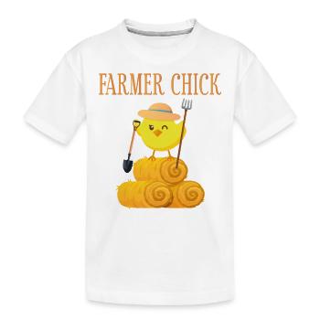 Fermier Agriculteur Fille Éleveuse de poulets - T-shirt bio Premium Enfant - blanc - Devant