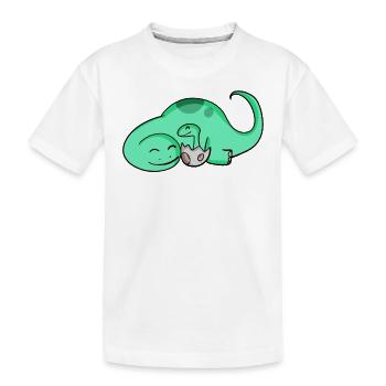 Dinosaur with baby dinosaur - Kids' Premium Organic T-Shirt - white - Front