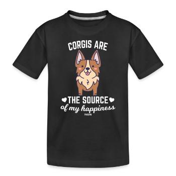 cute corgi pet dog - Kids' Premium Organic T-Shirt - black - Front