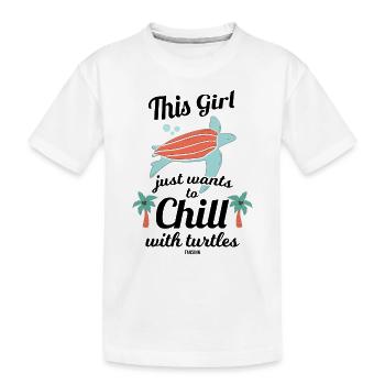 Se détendre avec les tortues dans la mer - T-shirt bio Premium Enfant - blanc - Devant