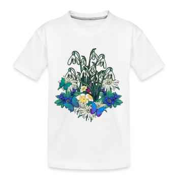 Jahreszeit Frühling Garten Natur Gärtnerei Flora - Kinder Premium Bio T-Shirt - Weiß - Vorne