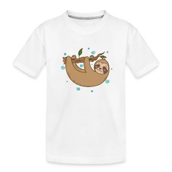 Faultier hängt glücklich am Ast faul - Kinder Premium Bio T-Shirt - Weiß - Vorne