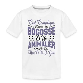 c'est compliqué d'être un Bogosse et un Animalier. - T-shirt bio Premium Enfant - blanc - Devant