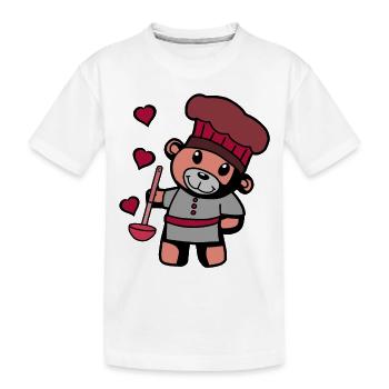 Hobbykoch Kochkunst Teddybär Koch Suppenkelle - Kinder Premium Bio T-Shirt - Weiß - Vorne