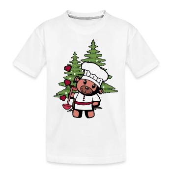 Hobbykoch Teddy Küche Weihnachtsgeschenk Koch - Kinder Premium Bio T-Shirt - Weiß - Vorne