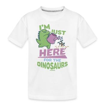Je suis juste là pour les dinosaures - T-shirt bio Premium Enfant - blanc - Devant