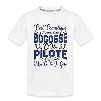 c'est compliqué d'être un Bogosse et un Pilote. - T-shirt bio Premium Enfant - blanc - Devant