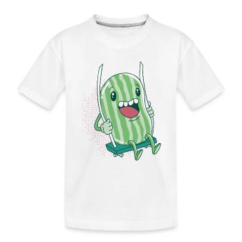 Happy Watermelon Swings On A Swing Funny Gift - Kids' Premium Organic T-Shirt - white - Front
