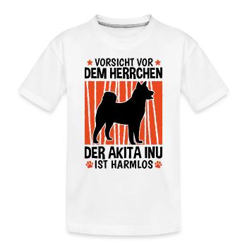 Vorsicht vor dem Herrchen Akita Inu - Kinder Premium Bio T-Shirt - Weiß - Vorne