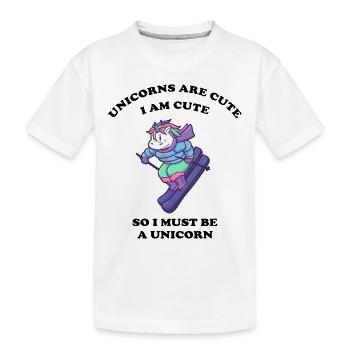 Einhorn liebt Wintersport - Kinder Premium Bio T-Shirt - Weiß - Vorne
