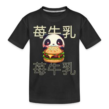 Cute Kawaii Panda, The Burger Anime Manga Otaku - Kids' Premium Organic T-Shirt - black - Front