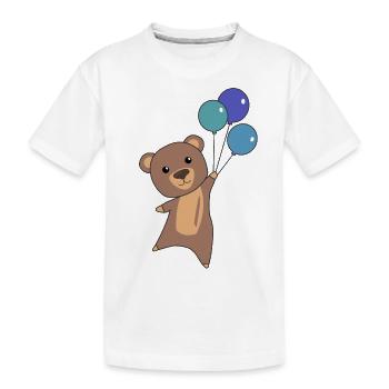 Bär fliegt mit Luftballons nach oben - Kinder Premium Bio T-Shirt - Weiß - Vorne