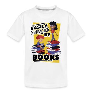 Facilement distrait par les livres - T-shirt bio Premium Enfant - blanc - Devant