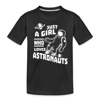 Freundin liebt Astronauten - Kinder Premium Bio T-Shirt - Schwarz - Vorne