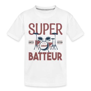 Super Batteur. Cadeau batteur. bassiste. Musicien. - T-shirt bio Premium Enfant - blanc - Devant