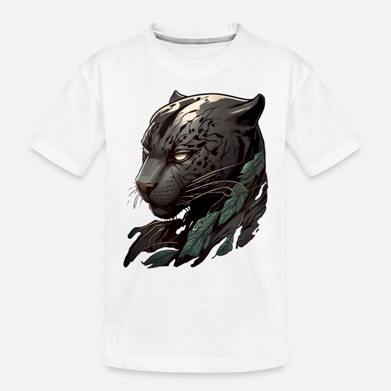 Kopf eines dunklen Panthers - Kinder Premium Bio T-Shirt - Weiß