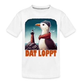 Dat Löppt Möwe Leuchtturm Meer Plattdeutsch Norden - Kinder Premium Bio T-Shirt - Weiß - Vorne