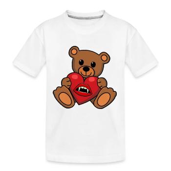 Teddy Herz Vampir Horror Halloween Blutsauger - Kinder Premium Bio T-Shirt - Weiß - Vorne