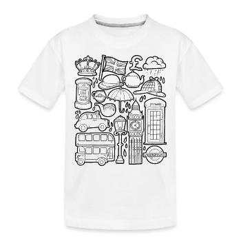 England Doodles London Big Ben Phone Booth Bus UK - Kids' Premium Organic T-Shirt - white - Front
