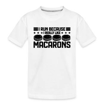 Je cours parce que j’aime beaucoup grignoter un amateur de macarons - T-shirt bio Premium Enfant - blanc - Devant