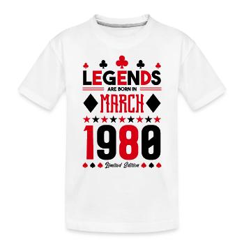 März 1980 Geburtstagsgeschenk. Kartenspiele. - Kinder Premium Bio T-Shirt - Weiß - Vorne