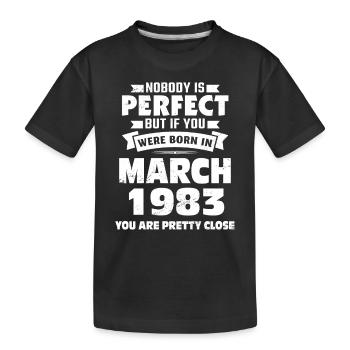 40. Geburtstag März Jahrgang 1983 Geschenkidee - Kinder Premium Bio T-Shirt - Schwarz - Vorne